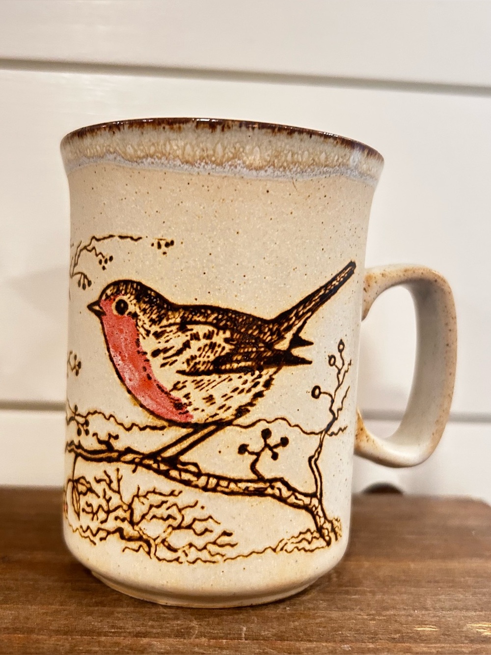 Dunoon Ceramics Stoneware Mug Red Robin Made In Scotland Vintage